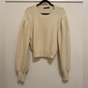 Oatmeal Bubble Sleeve Sweater
